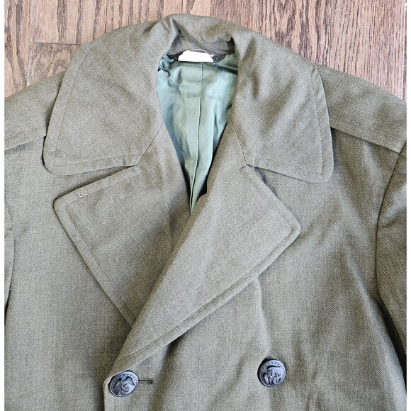 US Military Marine Corps Green Wool Uniform Overcoat Size 34s Goodstein Bros. - Picture 7 of 16